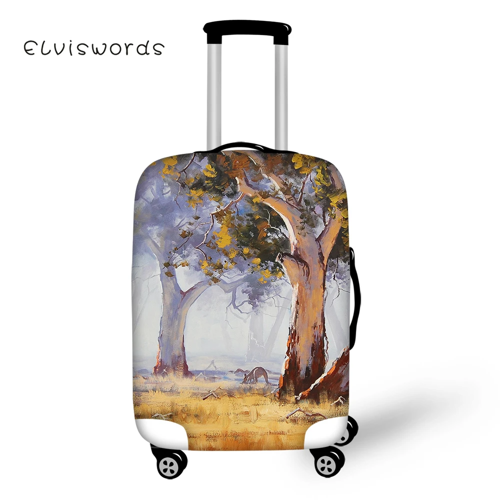 ELVISWORDS дерево напечатанная картина маслом путешествия багаж чехол для девочек мальчиков чемодан защитный чехол высокая эластичность чехол