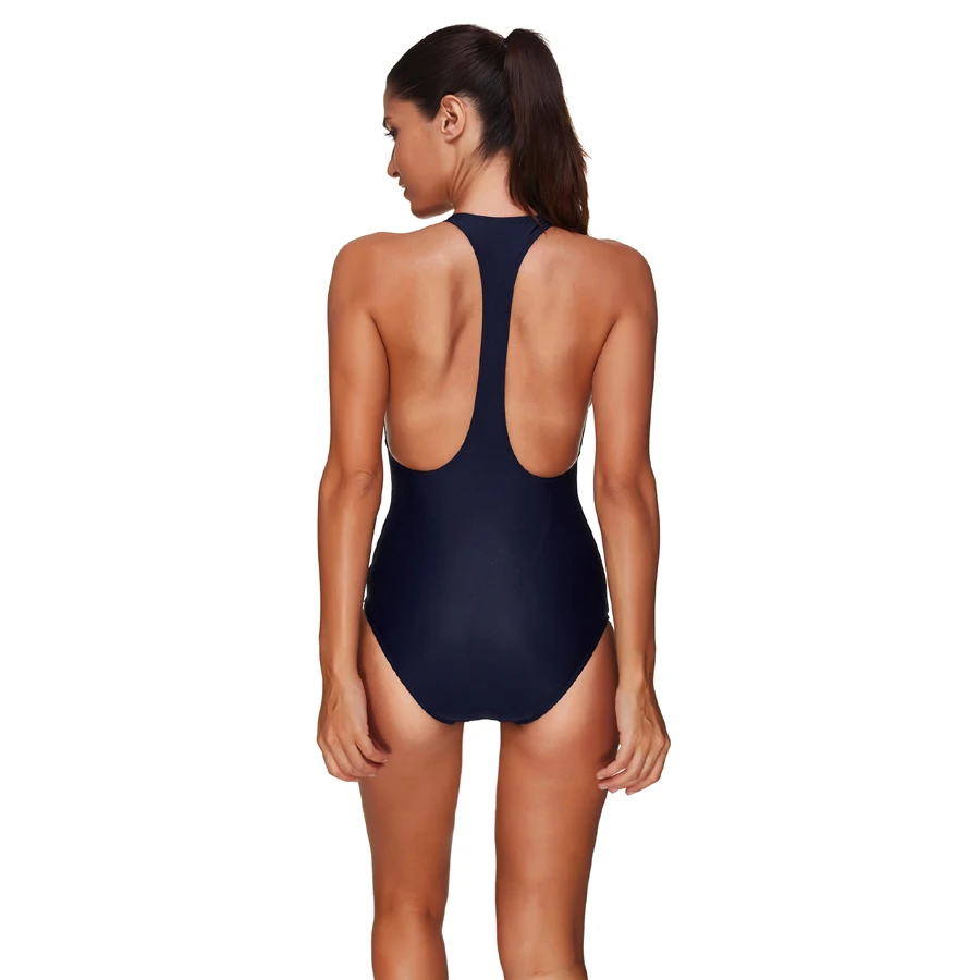 Купальник Для женщин High Neck Bodysuit 2018 купальники плюс до синий купальный костюм