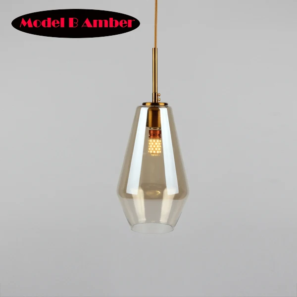Пост-современный прозрачный/Янтарный стеклянный абажур подвесной светильник 3 стиля Привлекательный подвесной светильник для кухни бар отель магазин подвесные лампы [D1501] - Цвет корпуса: Model B Amber