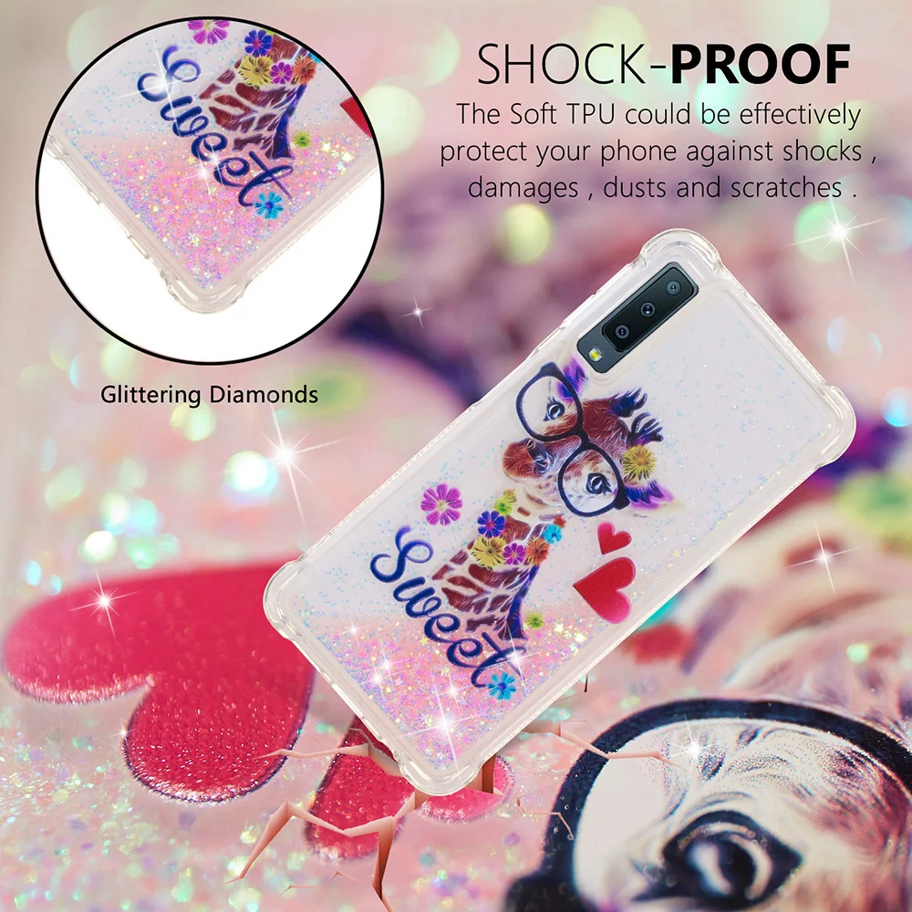 Glitter Bling Patterned Shockproof Liquid Case On For Samsung A7 J4 J6 A6 2018 J3 J5 J7 2017 A8 Plus Clear Soft Phone Cover Capa (5)