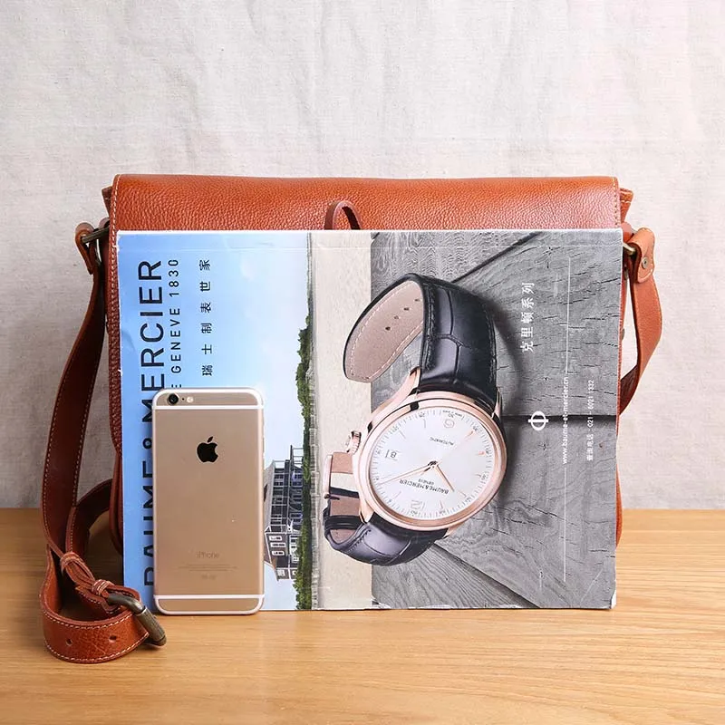 AETOO Handmade leather men's bag flip shoulder bag retro vegetable tanned leather Messenger bag cross section casual tide