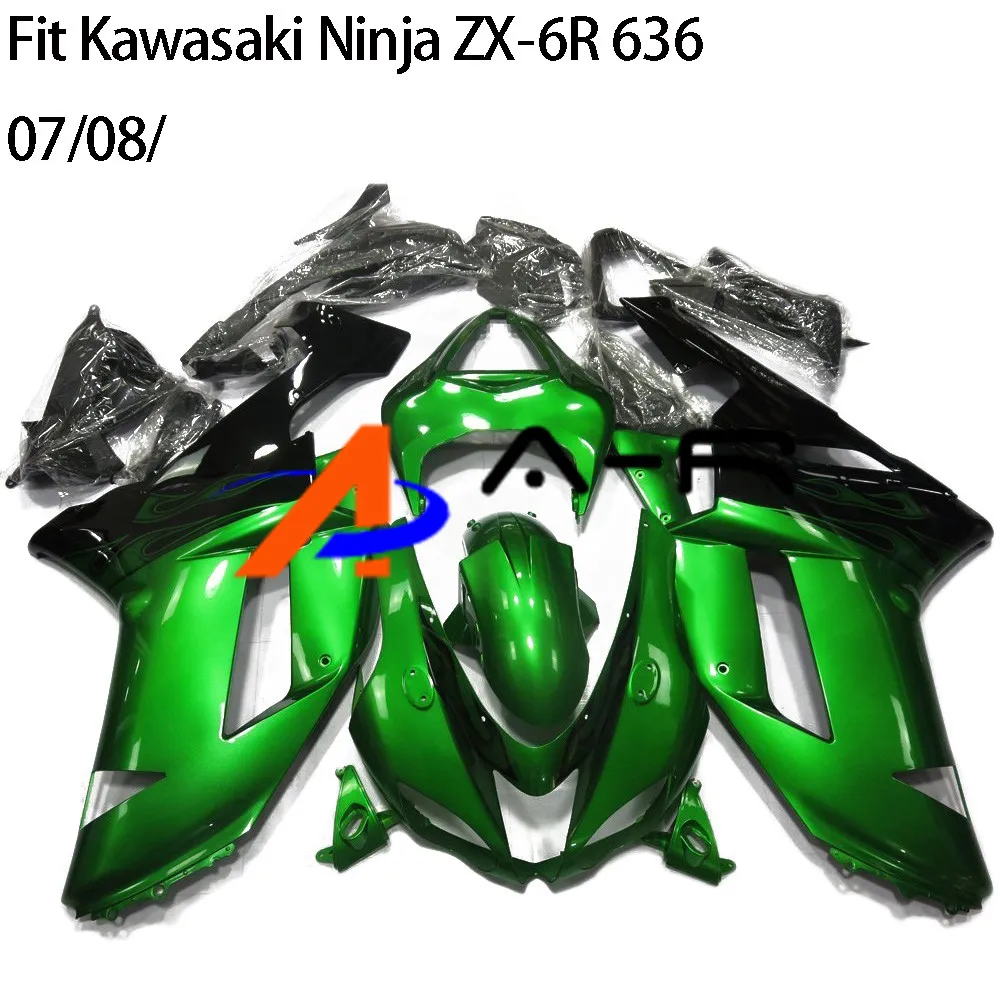 ABS Пластик инжекционного метода литья обтекатель комплект Кузов для Kawasaki Ninja ZX-6R ZX636 ZX6R ZX 6R 636 ZX-636 2007 2008 Обтекатели наборы