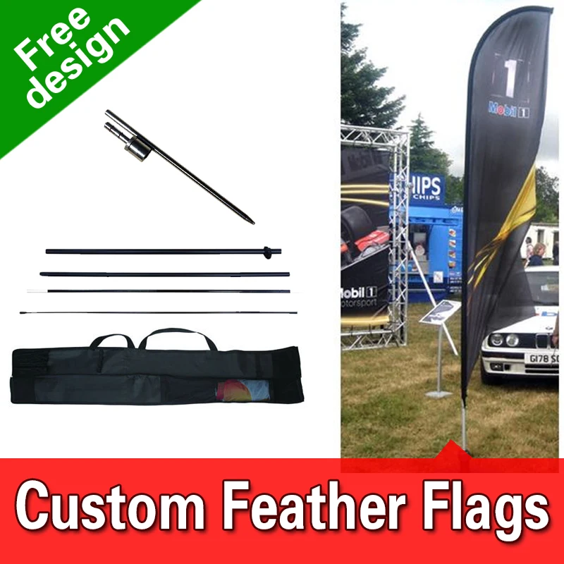 

Free Design Free Shipping Single Sided In-ground Spike Feather Banners Flag Signs Advertising Flutter Flags Tall Flags