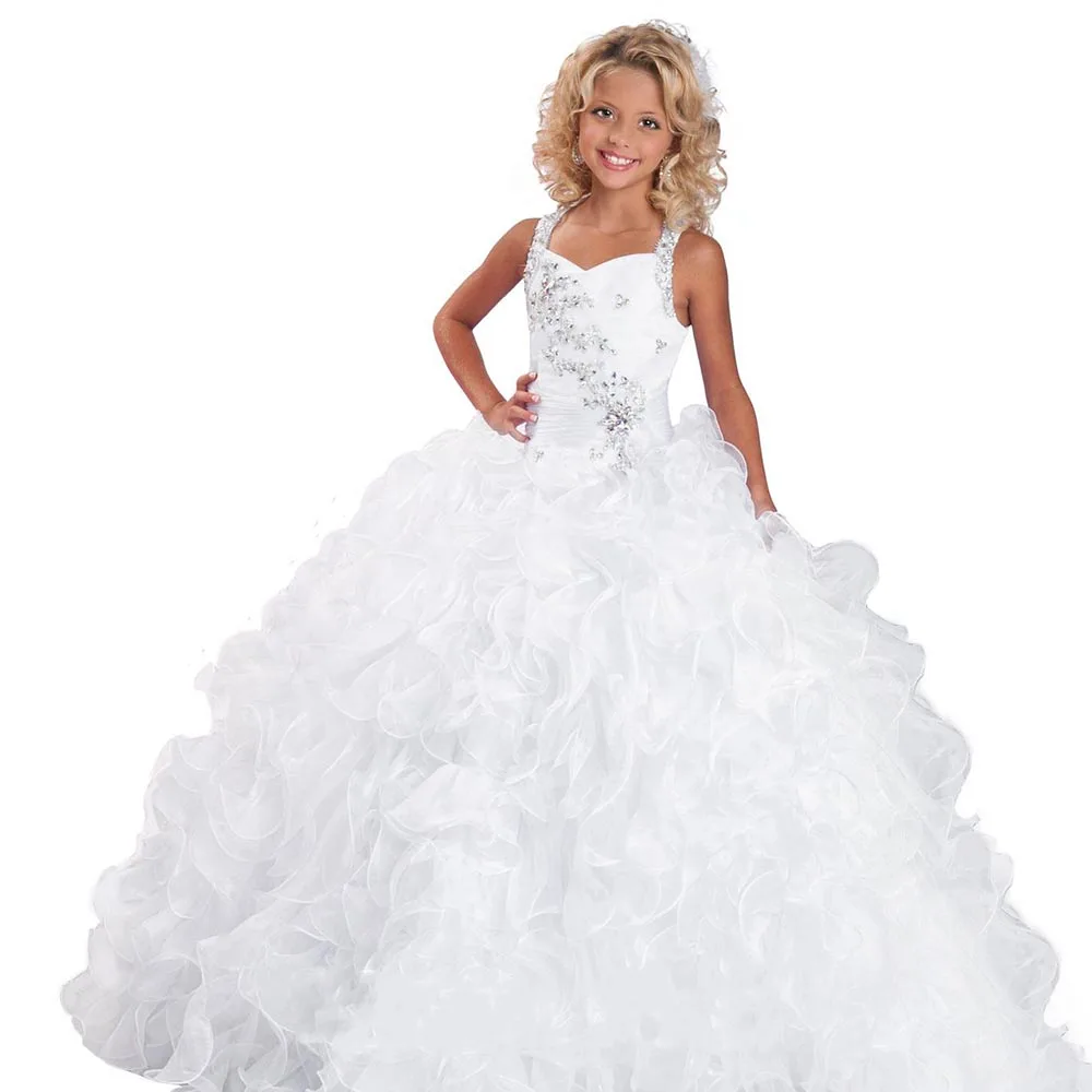 Top Flowers Girls Dresses Applique Crew Neck Sleeveless Ball Gown Back V Button Flower Girl Dresses for Wedding Eveining Dresses Top Flowers Girls Dresses Applique Crew Neck Sleeveless Ball Gown Back V Button Flower Girl Dresses for Wedding Eveining Dresses