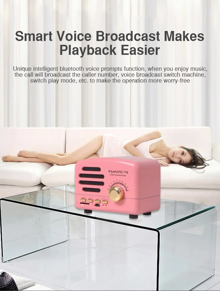 Retro Speaker Subwoofer Bass Mini Bluetooth Speaker Outdoor Portable Speaker with FM Radio Hands-Free For Phone PC Speaker (5)