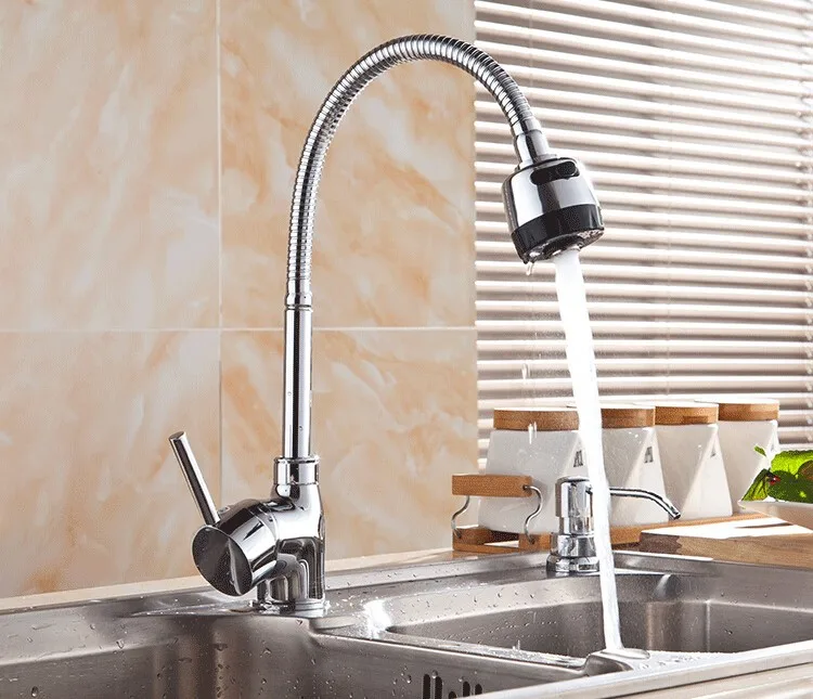 Кран для кухонной раковины с водопроводный шланг все вокруг вращать Поворотный 2-функция воды выход смеситель кран 5051