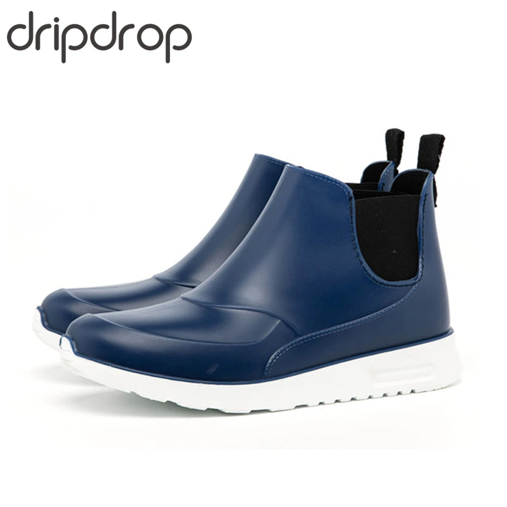 

DRIPDROP Slip-On Sneakers for Women Waterproof Rain Boots Ladies Garden Harbor Flat Shoes