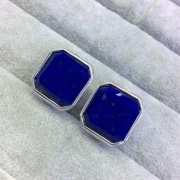 

S925 sterling silver inlaid pure natural Afghanistan LAPIS Ear buckle Earrings