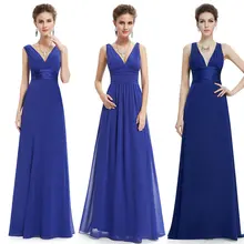 Ever Pretty новые женские свадебные платья подружки невесты с v-образным вырезом шифоновое с открытой спиной Королевское синее длинное платье для свадьбы Вечерние платья для гостей