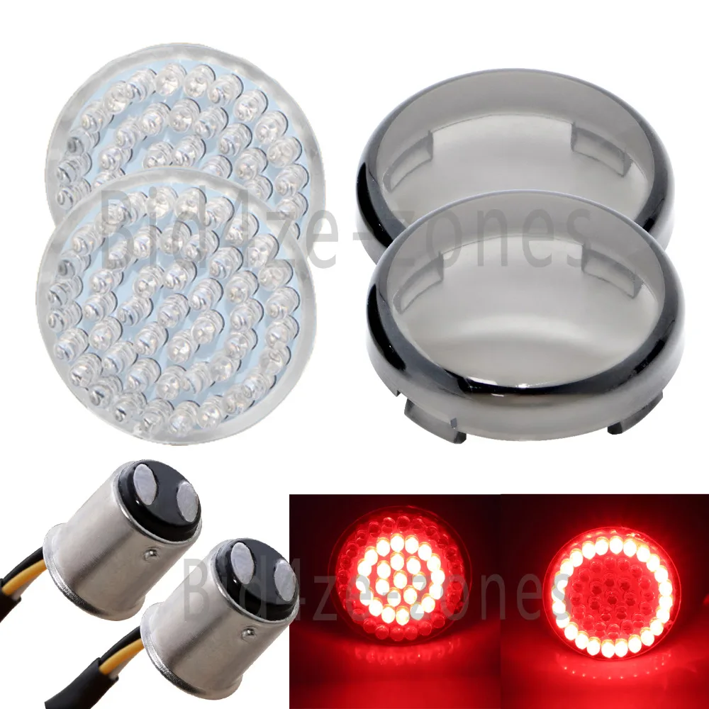 

Motorcycle lights 2 Bullet Style LED Inserts Turn Signal +2 Smoked Lenses For Harley Sportster Softail Touring Dyna 2012-2017