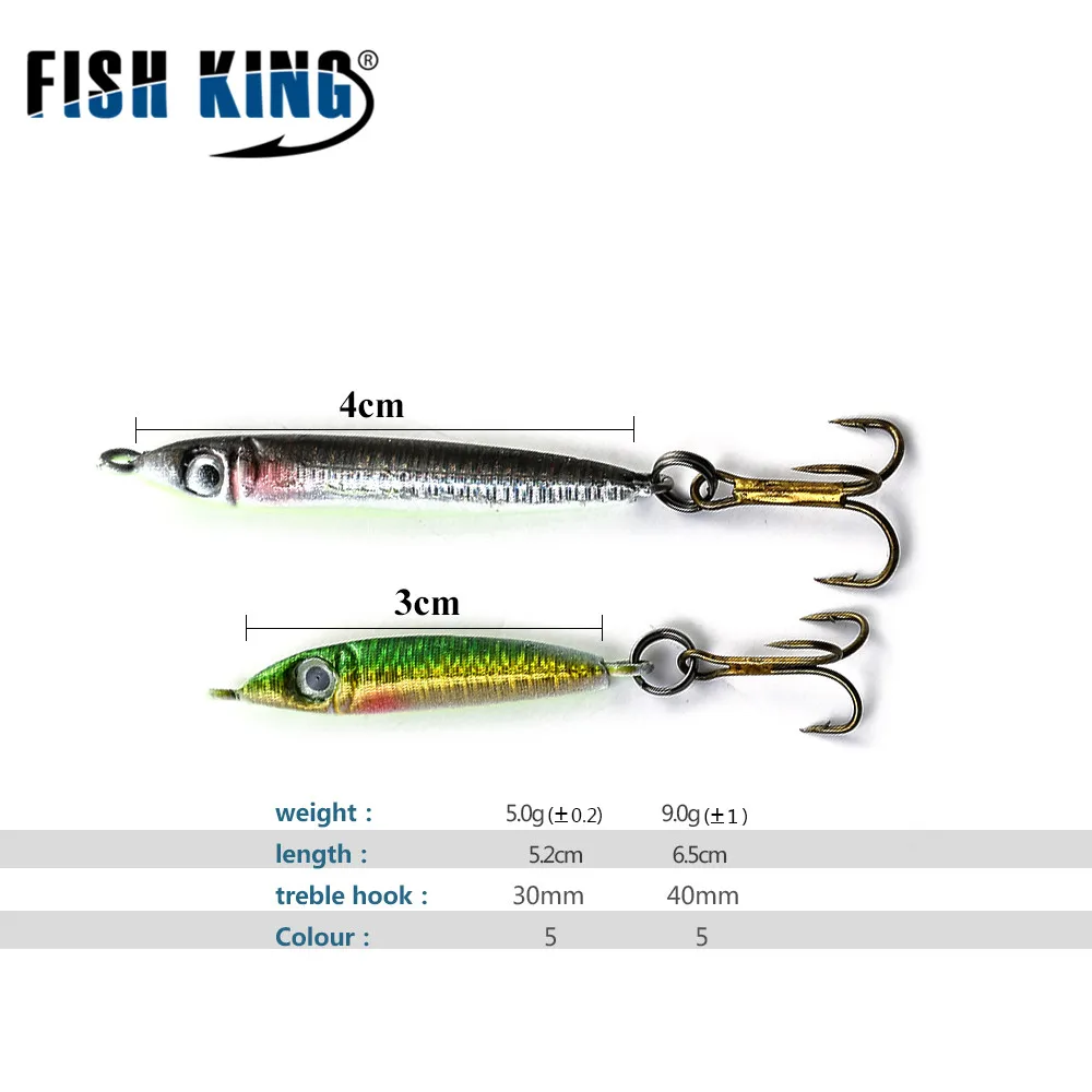 FISH KING Winter Ice Fishing Hook Lure Mini Metal Bait Fish 3Pcs 5.0g