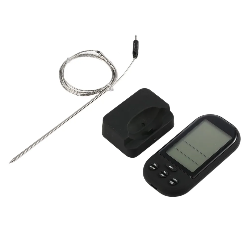 

Multi-function Black Wireless Digital Kitchen Timer Cooking BBQ Meat Food Thermometer with Temperature Probe and Long Range