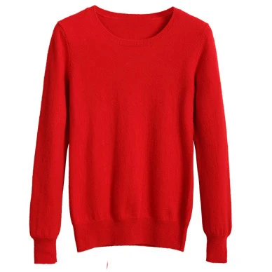 Sparsil женский кашемировый свитер с круглым вырезом и длинным рукавом, шерстяные пуловеры, женские одноцветные вязаные свитера, осенне-зимние топы - Цвет: Big Red