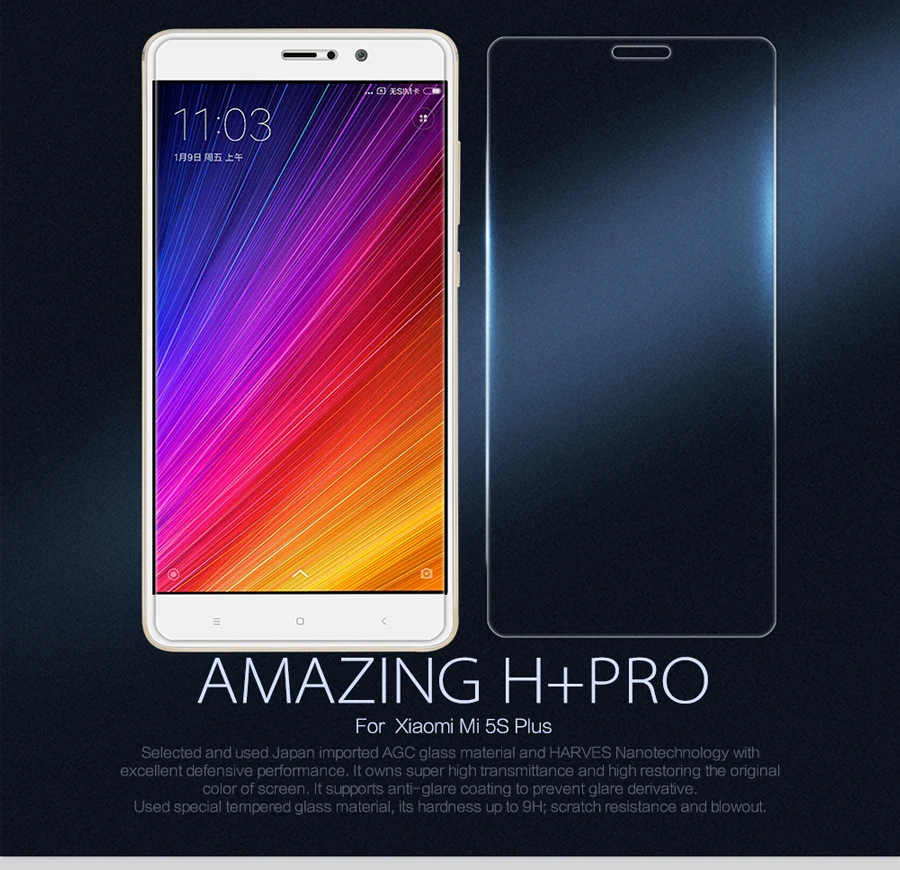Для XIAOMI MI 5S Плюс оригинальный Nillkin H + PRO Anti-Explosion 2.5D круглый край 0.2 мм Закаленное