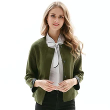 Весенняя осенняя куртка, женская маленькая куртка, круглый вырез, длинный рукав, высокая талия, короткое пальто, куртка, casaco feminino JR7012