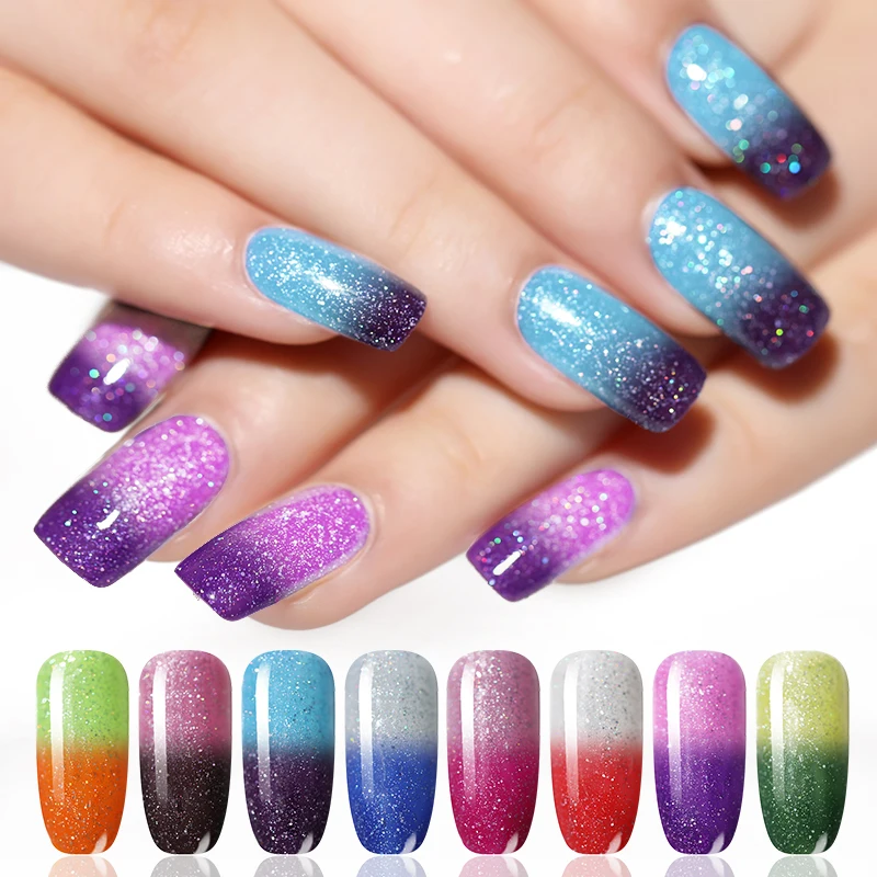 

NICOLE DIARY 3 Bottles Nail Polish Set Thermal Nail Art Lacquer Color Changing Glitter Shinning Manicure Nail Varnish Kit