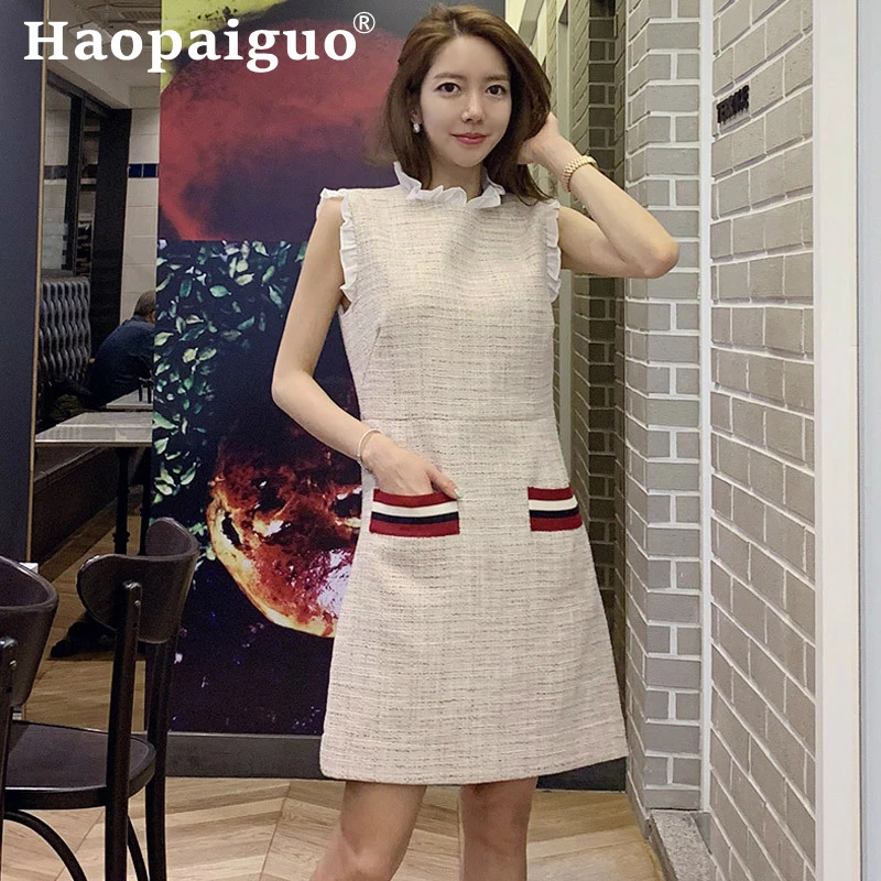 

Loose Summer Dress Women Solid Elastic Sexy Mini Dress Korean Fashion Vestidos Cotton Women Clothing High Waist Elegant Dresses