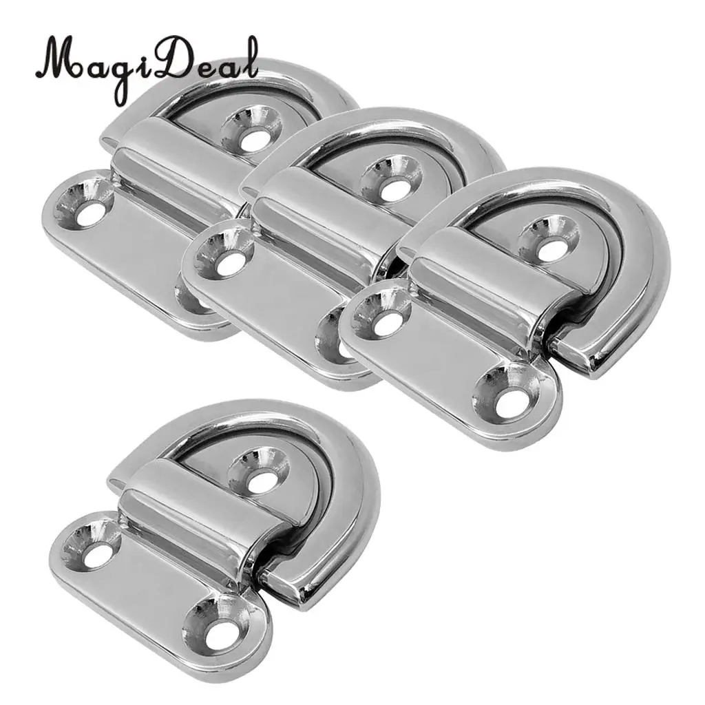 4pcs 316 Stainless Steel Marine Boat Folding Pad Eye for Truck Tie Down Pad Water Sports Rafting Dinghy Yacht Accessories