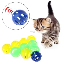 10 шт./лот пластиковые игрушки для животных с небольшой колокол диаметр 3,5 см мяч игрушка для кошки
