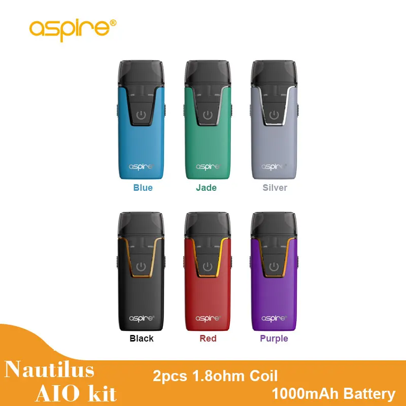 

Aspire Nautilus AIO Vape pod Kit 1.8ohm BVC Coils with 4.5/2ml capacity tank 1000mah Battery electronic cigarette VS AVP pod