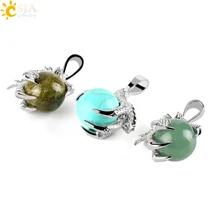 CSJA Дракон из натурального камня подвески в форме лап/когтей для ожерелья розовый с кварцевым тигровым глазом лазурит зеленый авантюрин рейки ювелирные изделия E455