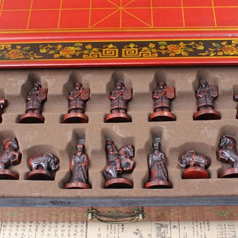 Высокая-класс античный деревянный китайский большой рабочий стол Набор для игры в шахматы Складная шахматная доска китайские традиции смолы штук Настольная игра