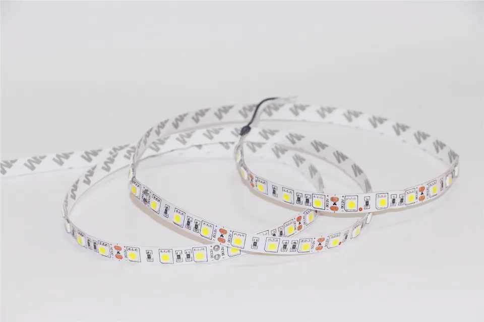 1/2/3/4/5 м 5050smd 60leds/M-Водонепроницаемый гибкие светодиодные полосы света 12 В светодиодные лампы нажмите холодный белый/теплый