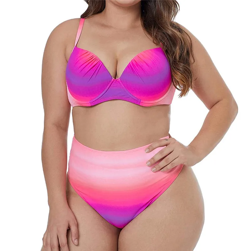 

Bathing suit Women's swimming suit Bikini large size gradient high waist thickening bra Swimsuit separate swimwear Beachwear 4az