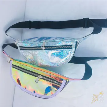 

2019 New Women Fanny Pack Punk Leg Bag Laser Waist Bag Women's Belt Bag Women Waist Pouch