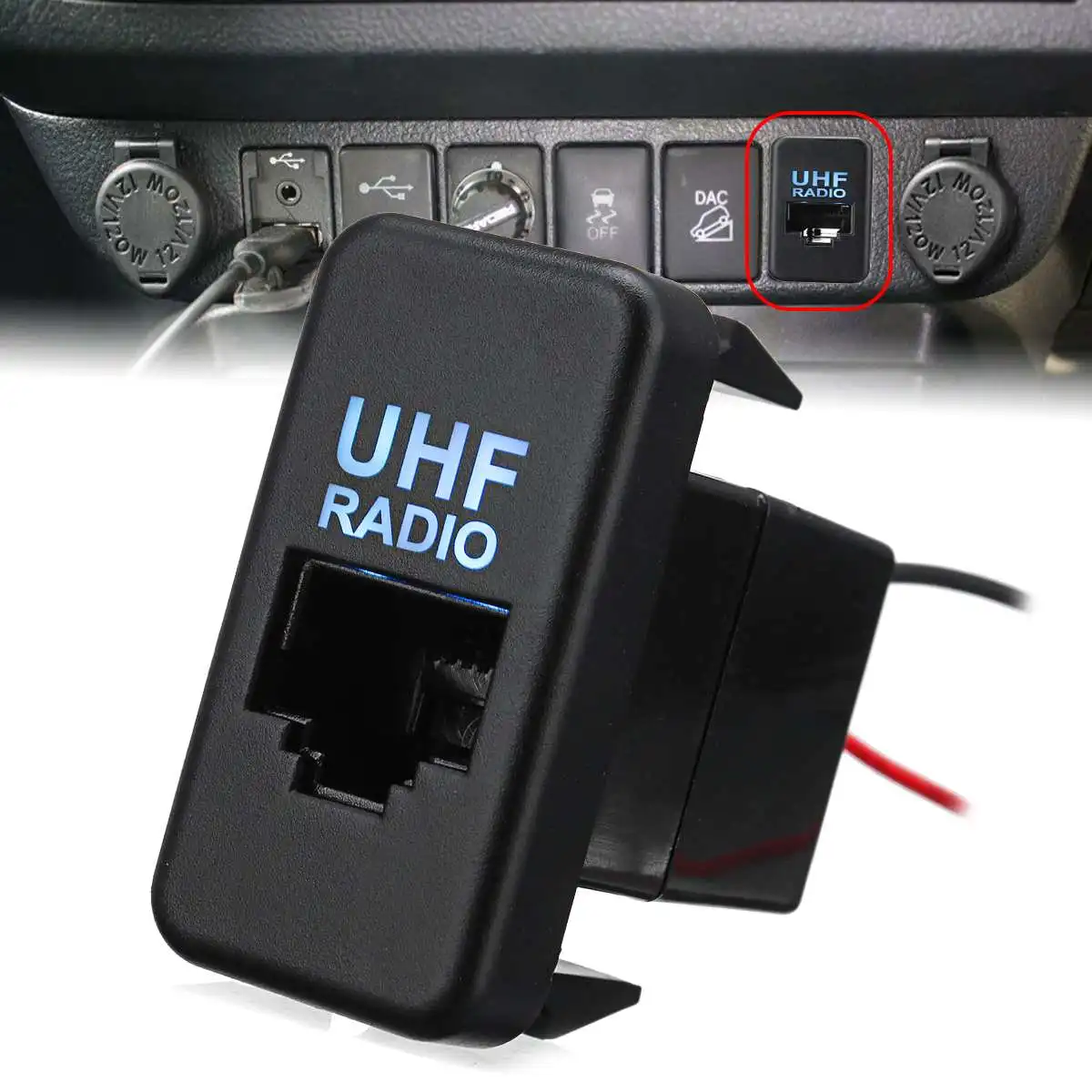 

RJ45 Car Dash UHF Radio Interface Switch Panel Port Blank Socket Adapter with Blue LED for TOYOTA for HILUX 2005-2014 2015