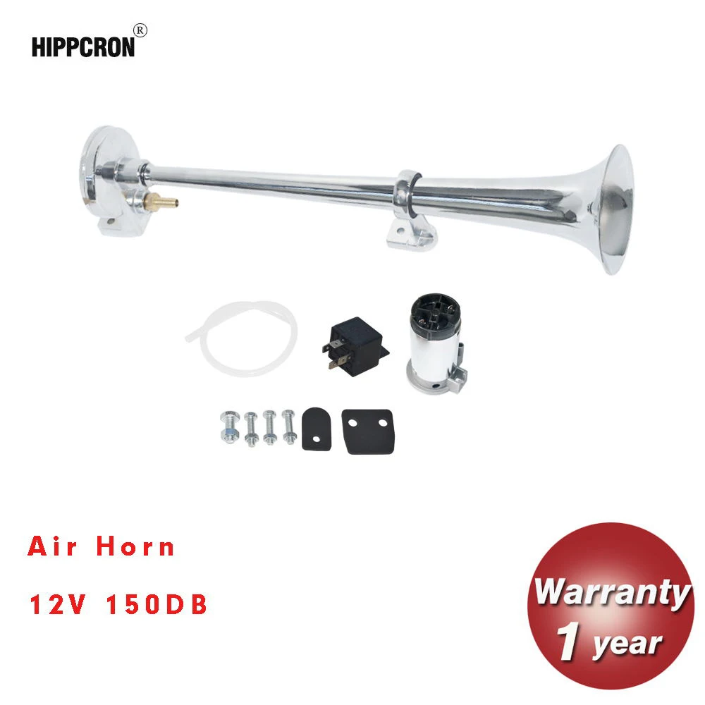 

Hippcron 12V Air Horn 150DB Complete Set Super Loud Single Trumpet Compressor for Trucks Cars Automobiles Lorry Boat Train