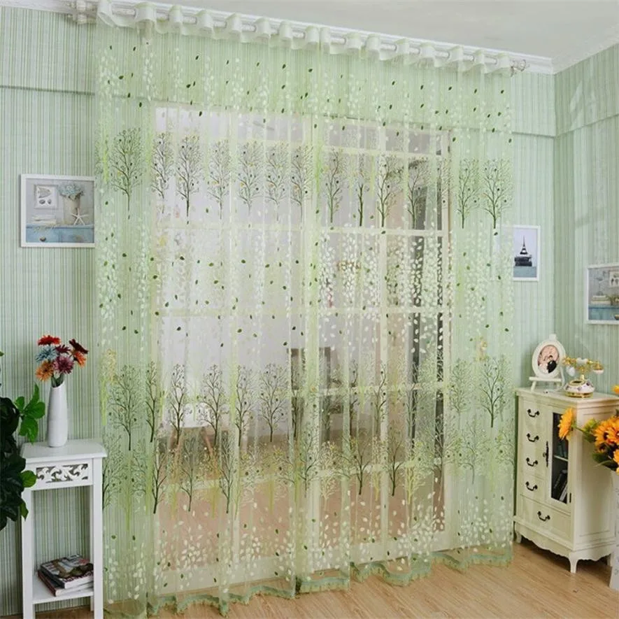 

Lace Leaf Curtains For Living Room Bedroom Sheer Kitchen Curtain Window Treatment Screen White Tulle Hotsale Embroidery Flowers