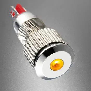 

(10 Pieces/lot) 8mm Mounting Size Yellow LED Nickel Plated Brass Pilot Lamp