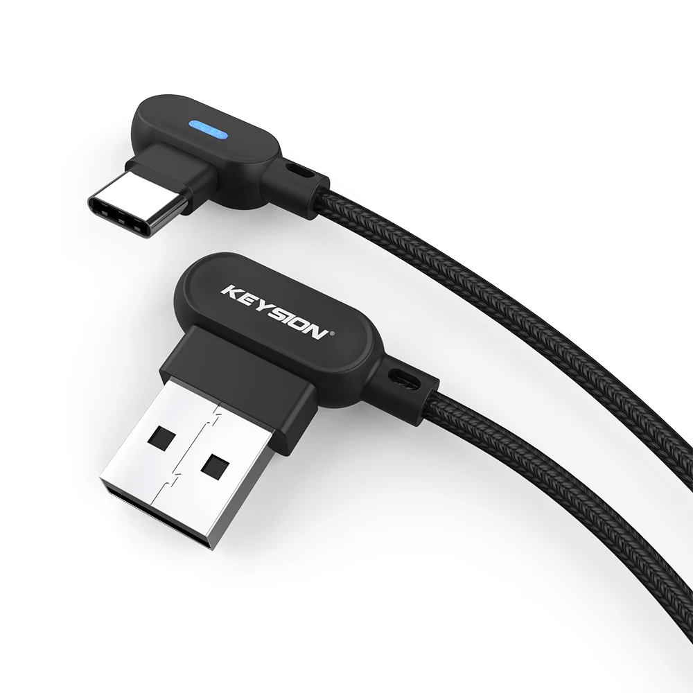 KEYSION usb type-c кабель для быстрой зарядки usb кабель для передачи данных usb-c зарядное устройство для samsung S10 S9 A50 xiaomi mi 9 redmi note 7 кабель type-c - Цвет: Черный