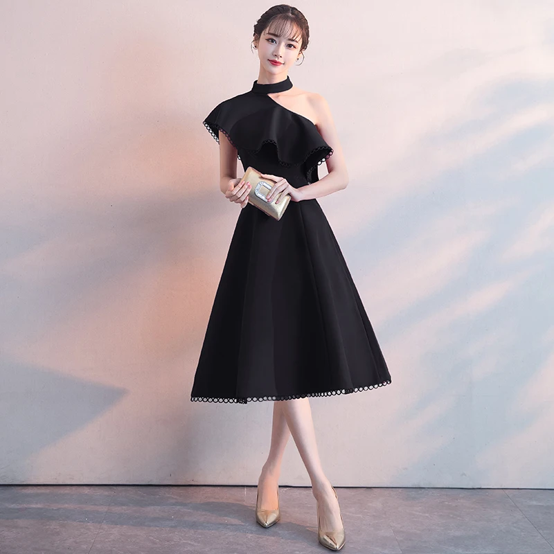 Свадебное платье для гостей, банкетное платье Vestido, Короткие бальные платья для выпускного вечера, бальное платье красного и черного цвета, повседневные платья для девочек TS1086