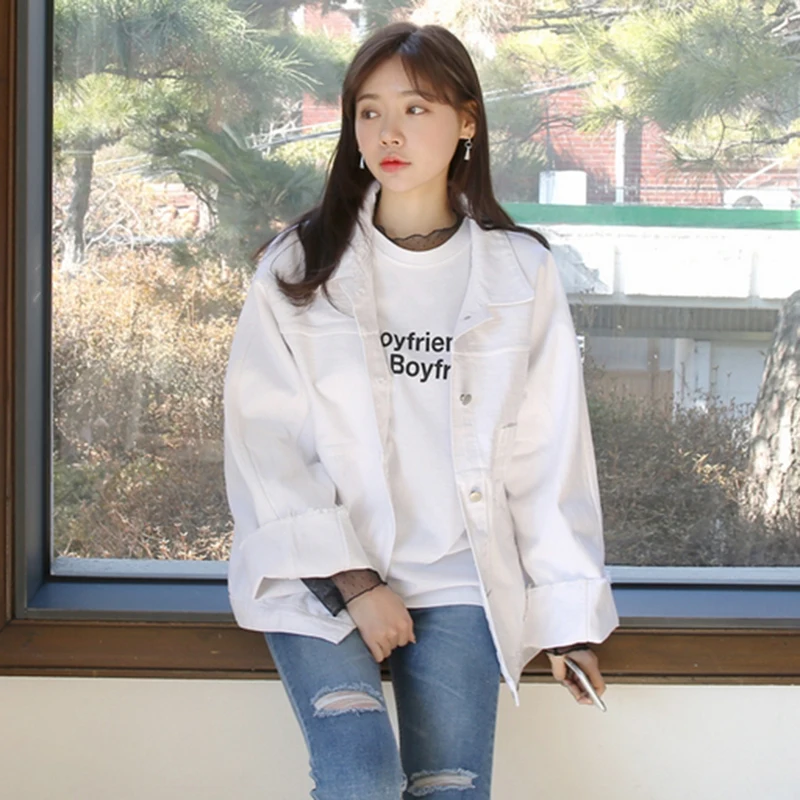 white oversized jean jacket