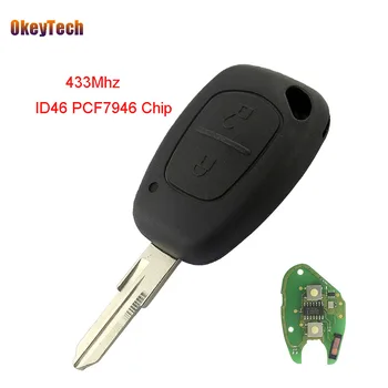 

OkeyTech Remote Key 2 Buttons 433Mhz ID46 Transmister PCF7946 Chip VAC102 Uncut Blade for Renault Megane Modus Clio Kangoo Logan