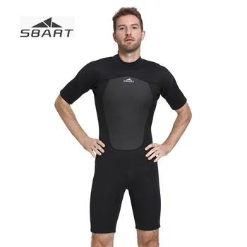 

Sbart 2019 New 2mm Short Wet Suit for Men Black One-piece Short Sleeve Swimsuit for Snorkeling Spearfishing Scuba Diving Surfing