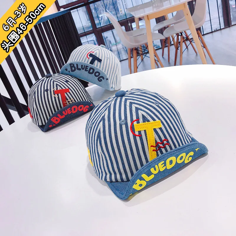 

2019 1 to 2 years old new children's hats with han edition stripe letters baby cap denim private sun hat fashion hats XA 221