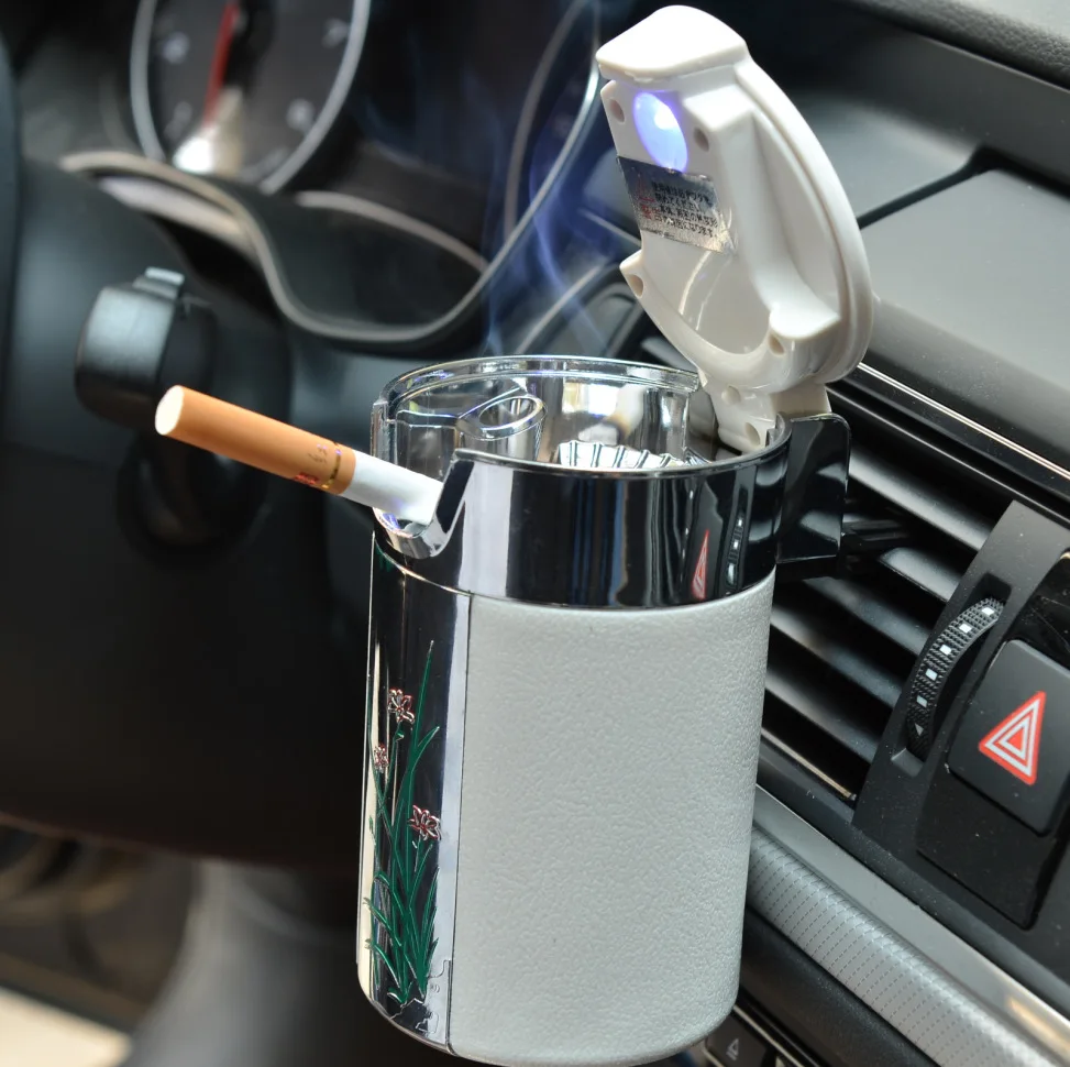 

New car ashtray Carbon fiber car ashtray Illuminated ashtray LED lighting Auto Accessories