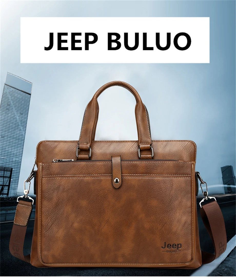 Jeep buluo простой известная марка бизнес мужской портфель сумка роскошные кожаные 14 дюйм(ов) сумка для ноутбука человек bolsa maleta 9616