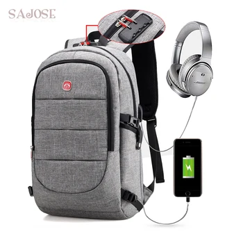 

Multifunction anti thief USB charging Unisex 15inch Laptop Backpacks For Teenager Male Mochila Leisure Travel backpack SAJOSE