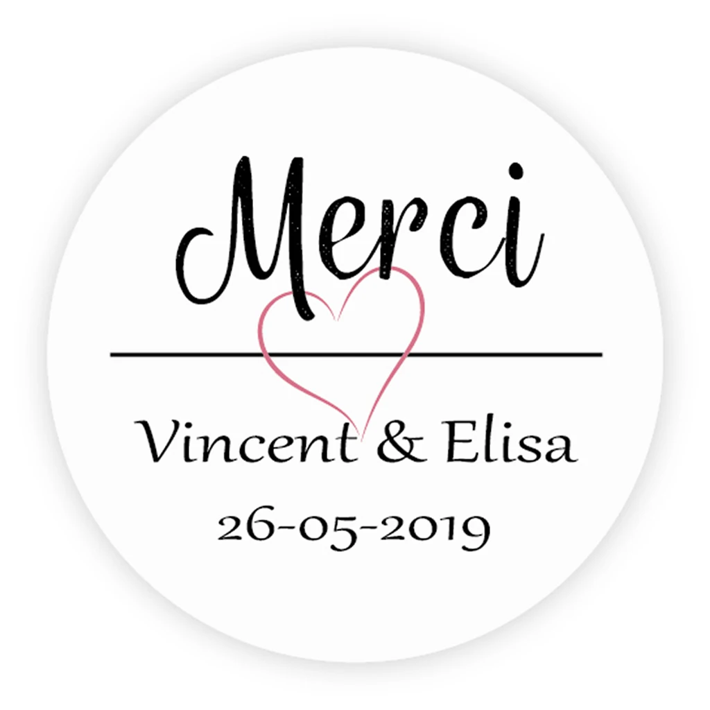 DouxArt 100 штук пользовательские персонализированные свадебные наклейки Merci 40 мм