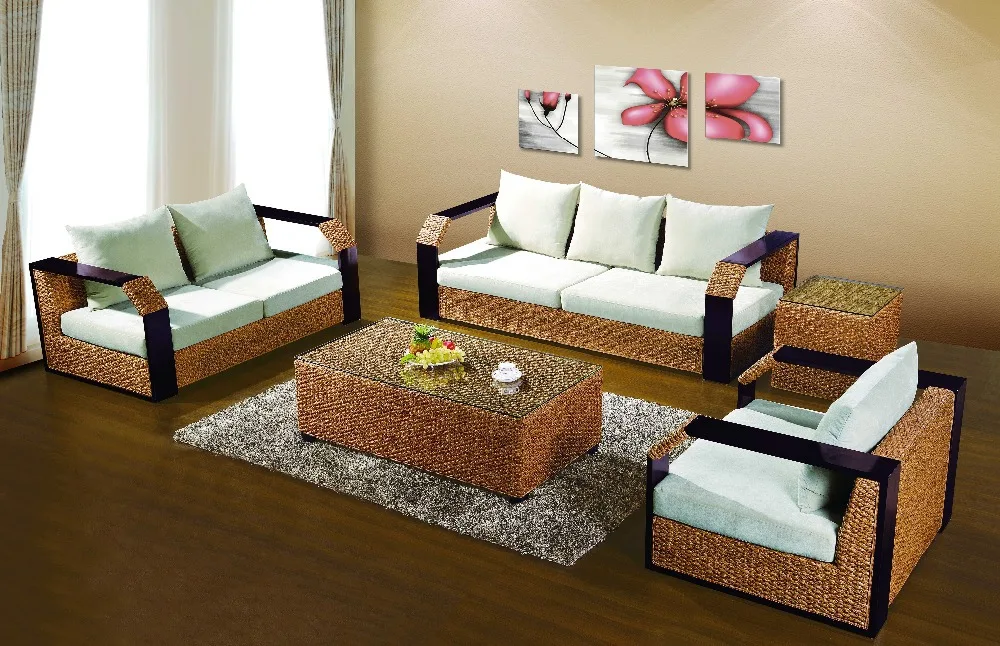 Садовый диван из ротанга и ротанга, чайный столик с мягкой подкладкой, садовая мебель из ротанга, новый дизайн, 2016