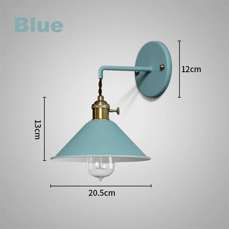 Современные прикроватные настенные светильники эдисон подсвечники спальня винтажная многоцветная ванная комната Чтение E27 Чистый медный светильник - Цвет абажура: blue