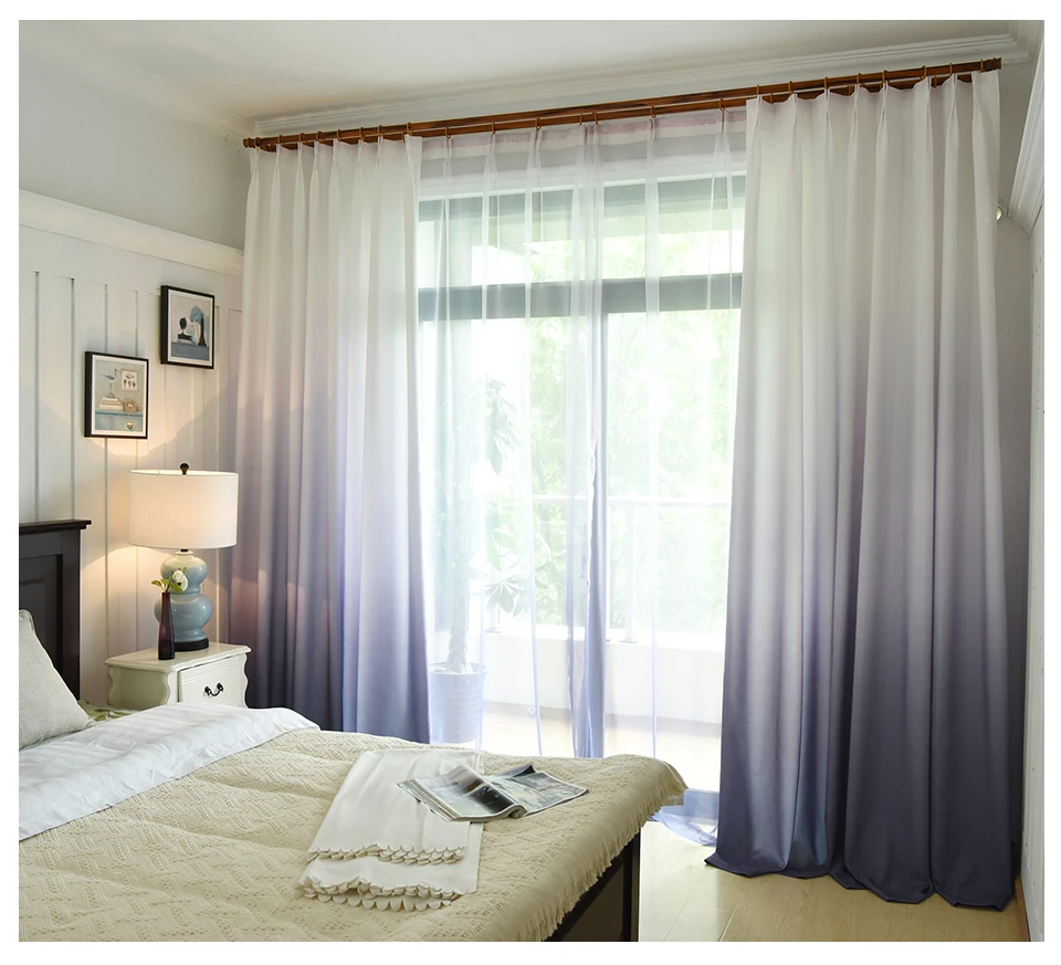 Gradient Color Window Curtains For Living Room Bedroom Rainbow Sheer Tulle Curtains And Blackout Curtains For Window Shading