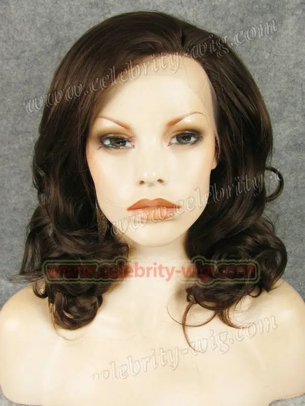 

Elegant Loose Curly Synthetic Lace Front Wig Light Brown Short Bob Wig for Drag Queen