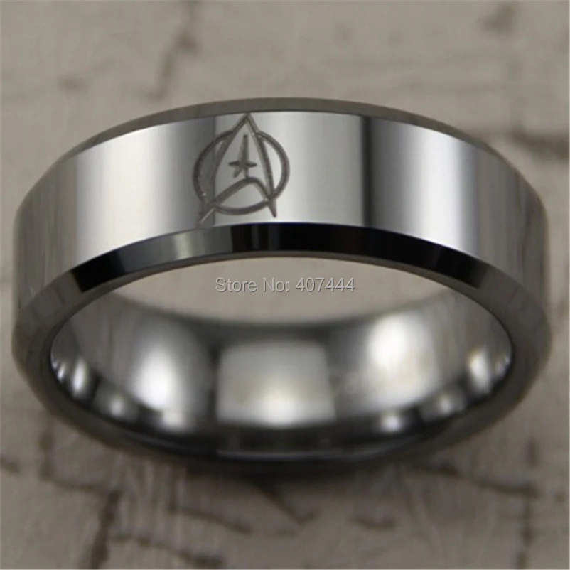 free shipping usa uk canada russia brazil hot sales 8mm silver bevel star trek design mens - Star Trek Wedding Ring free shipping usa uk canada russia brazil hot sales 8mm silver bevel star trek design mens - Star Trek Wedding Ring