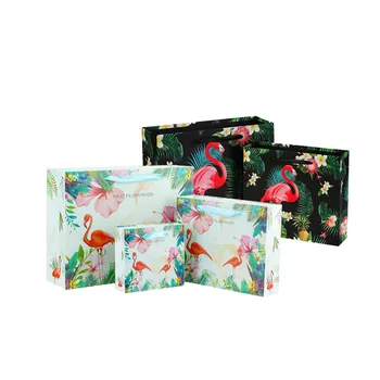 

10pcs/lot Lovely Vintage Forest Rich Bird Flamingo Paper Bag With Handles DIY Multifunction Decoration Paper Gift Bag
