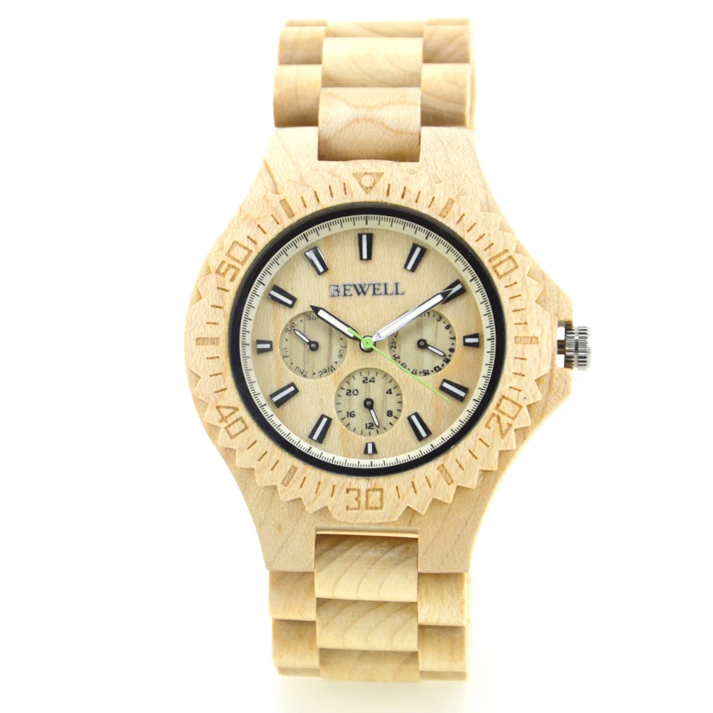 2016 New Bewell Wooden Watch Men Luxury Brand Quartz Watch With Date ...